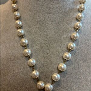 Classic faux Pearl Necklace with hand painted heart and wings pendant!